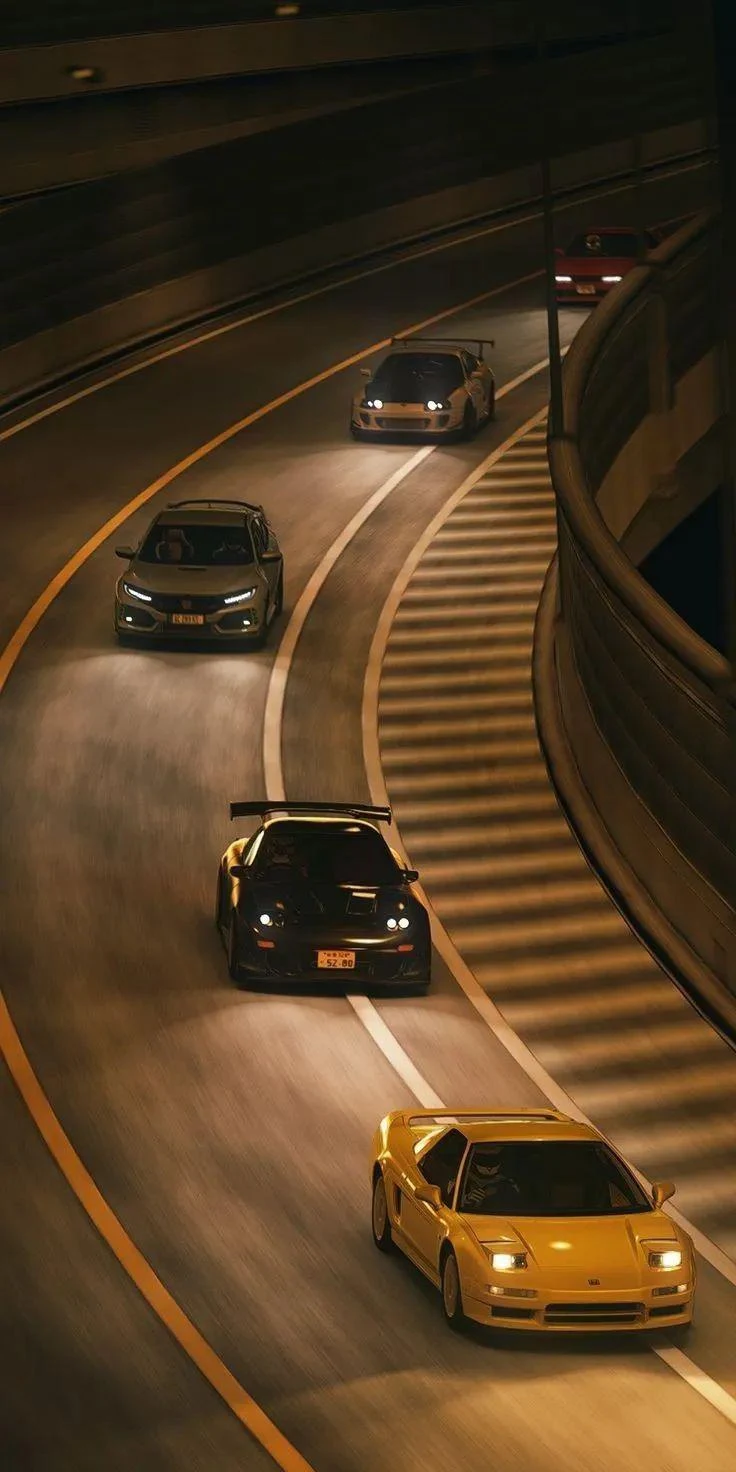 JDM Sports Cars At Night - Automotive Photography iPhone Wallpaper (736x1472)