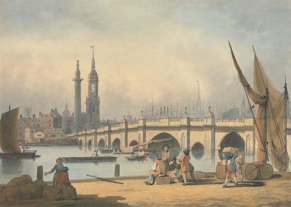 London Bridge And The Monument Ca 1795