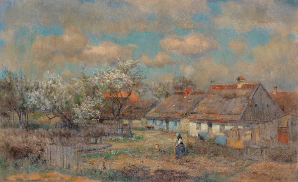 Ein Maitag Dorfansicht mit Gemüsegärten 1897