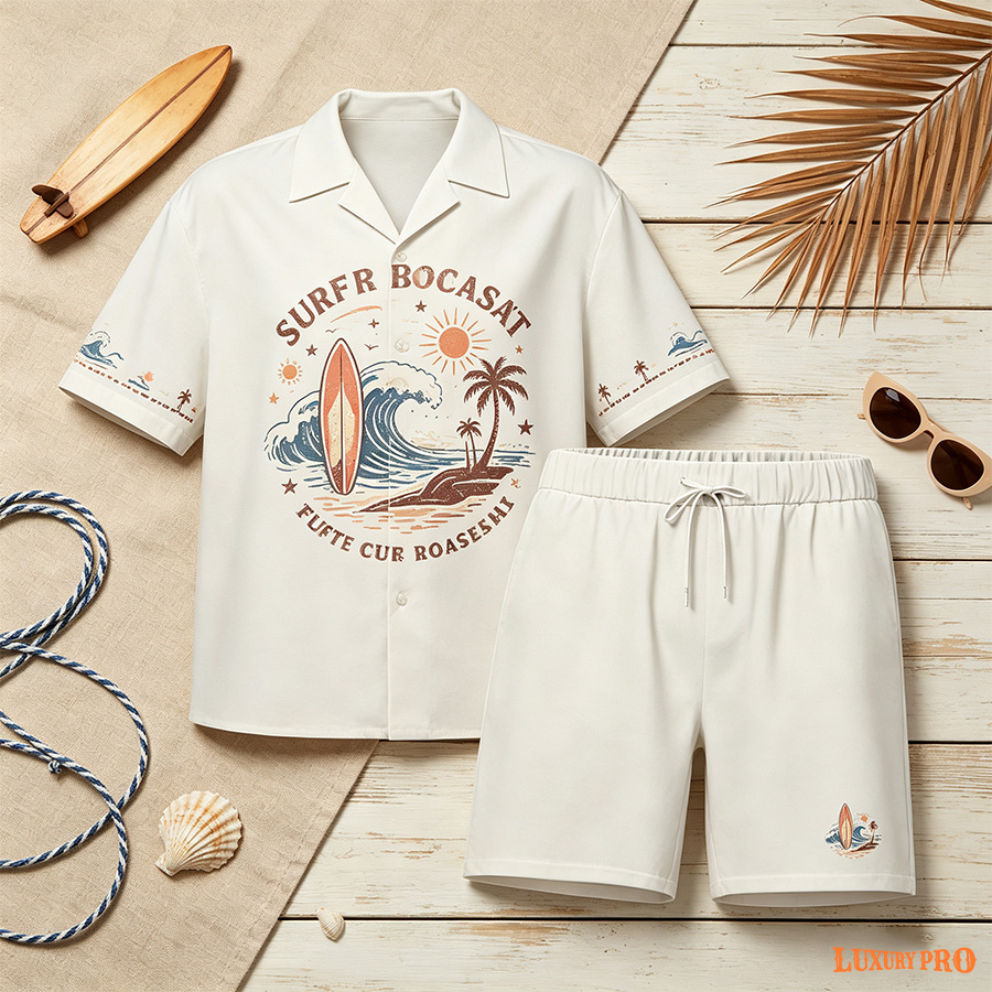 Beach Shorts & Brazilian Collar Shirt Set