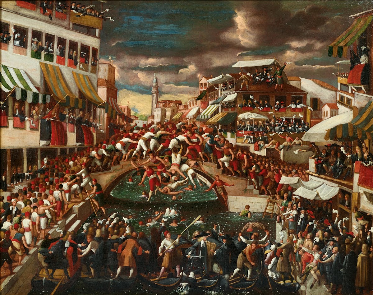 The Battaglia dei Pugni on the Bridge of San Barnaba Venice