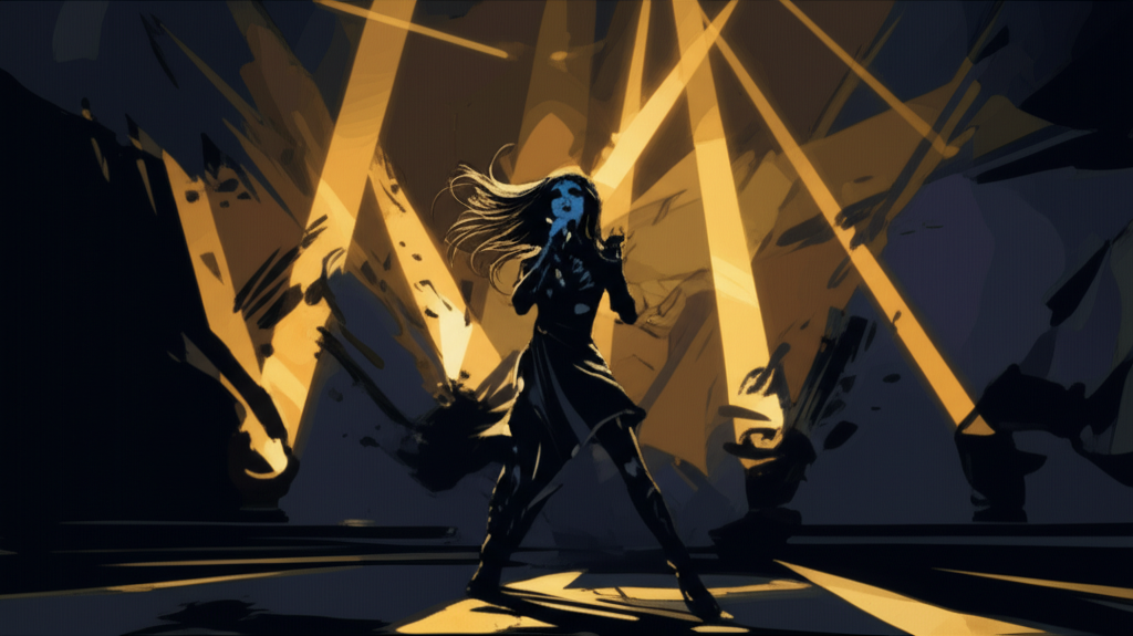 A powerful shot of HYNN singing during the cover