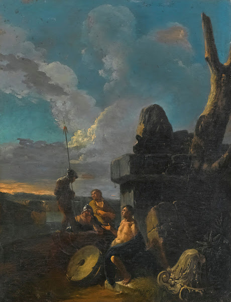 Soldiers Conversing By Roman Ruins