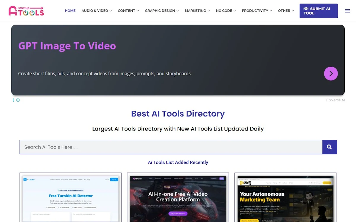 Captura de Startup AI tools