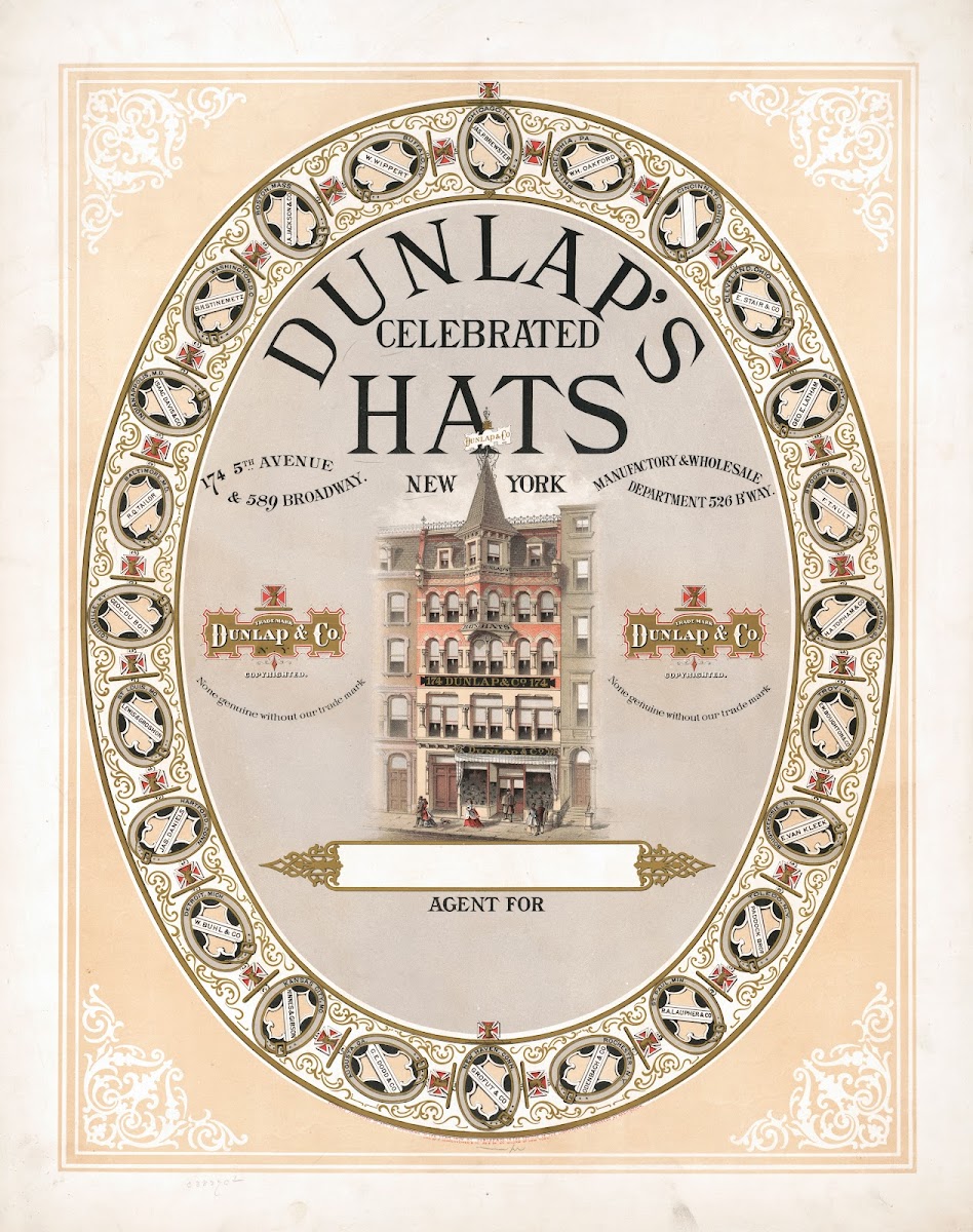 Dunlaps celebrated hats 1872