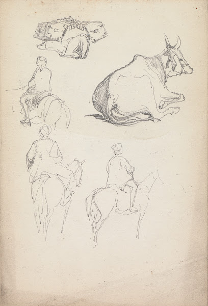 Studies of Oxen and Equestrians 1860