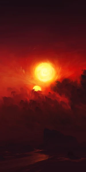 Sun, Clouds, Digital Art, Sunset Full HD Wallpaper Background