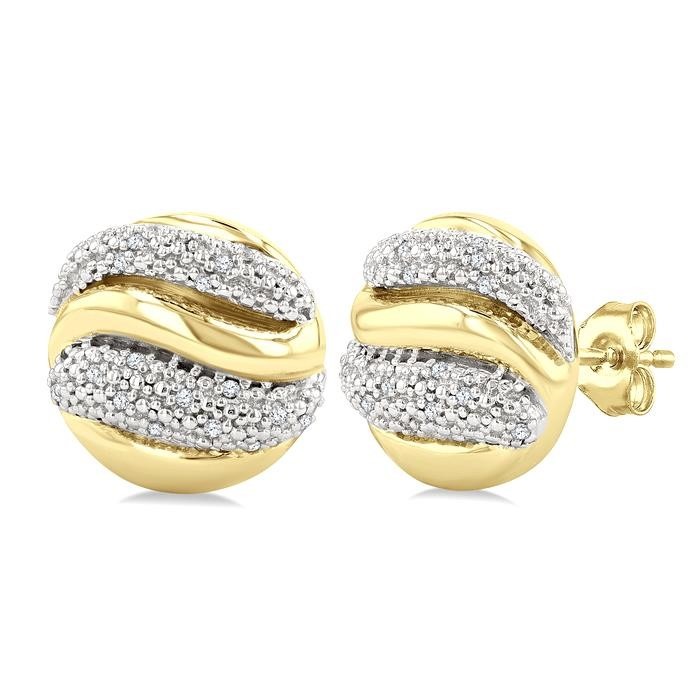Gold Vermeil Bold Ribbed Diamond Fashion Earrings 85908DHSSSLER-GV