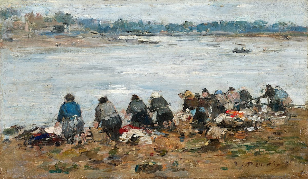 Laveuses au bord de la Touques circa 1885
