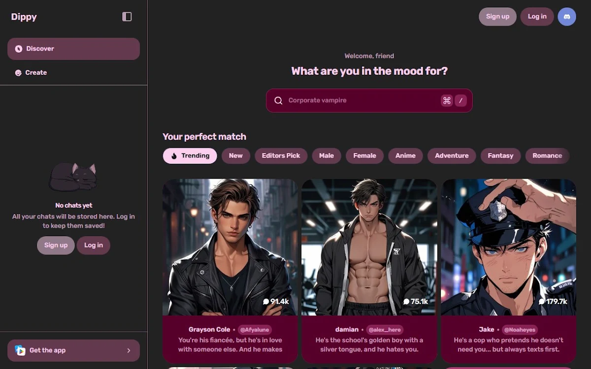 Captura de Dippy Widget - AI Character Chat