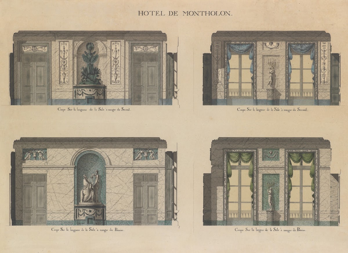 Longitudinal and Cross Sections of the Dining Rooms of the Hôtel de Montholon 17