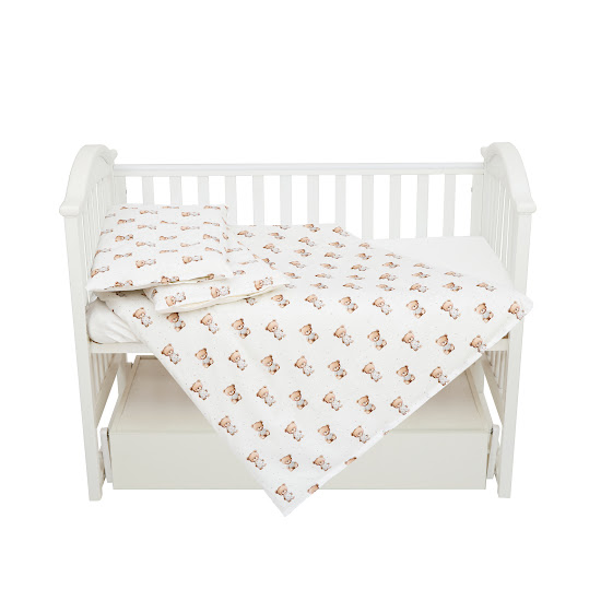 Children's bedding set 4 el Twins Satin Limited Nighty Bears light beige