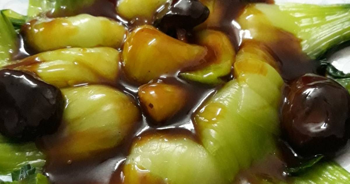 Rau cải sốt nấm-xì dầu
