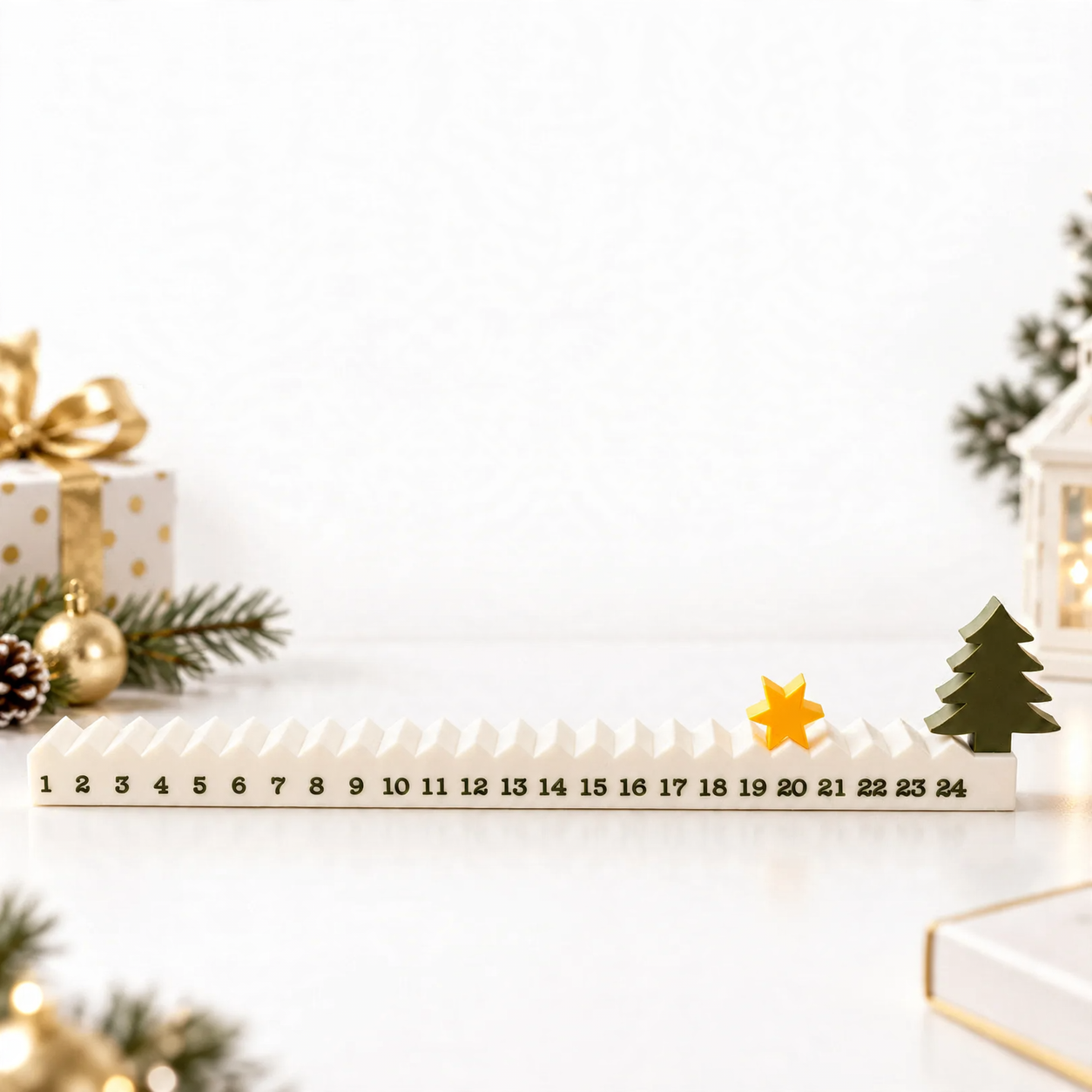 3D-printed Christmas tree Advent calendar as table decor