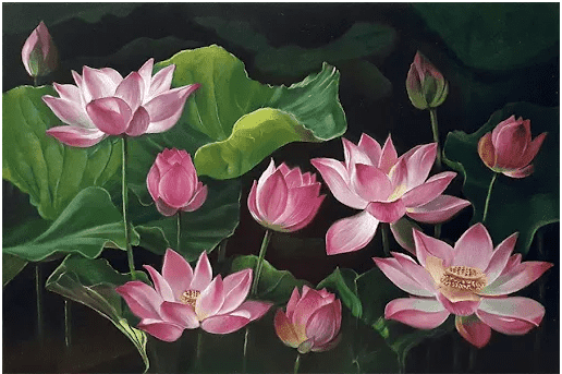 Tranh hoa sen phong thủy mang lại năng lượng tích cực cho không gian sống.