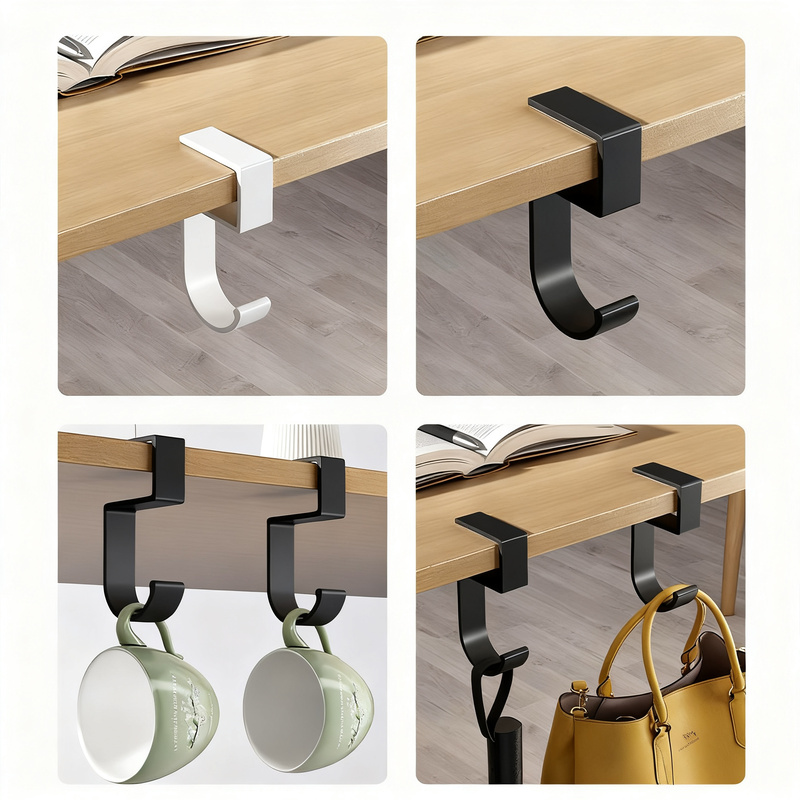 Desk hook made of space aluminum, self-adhesive