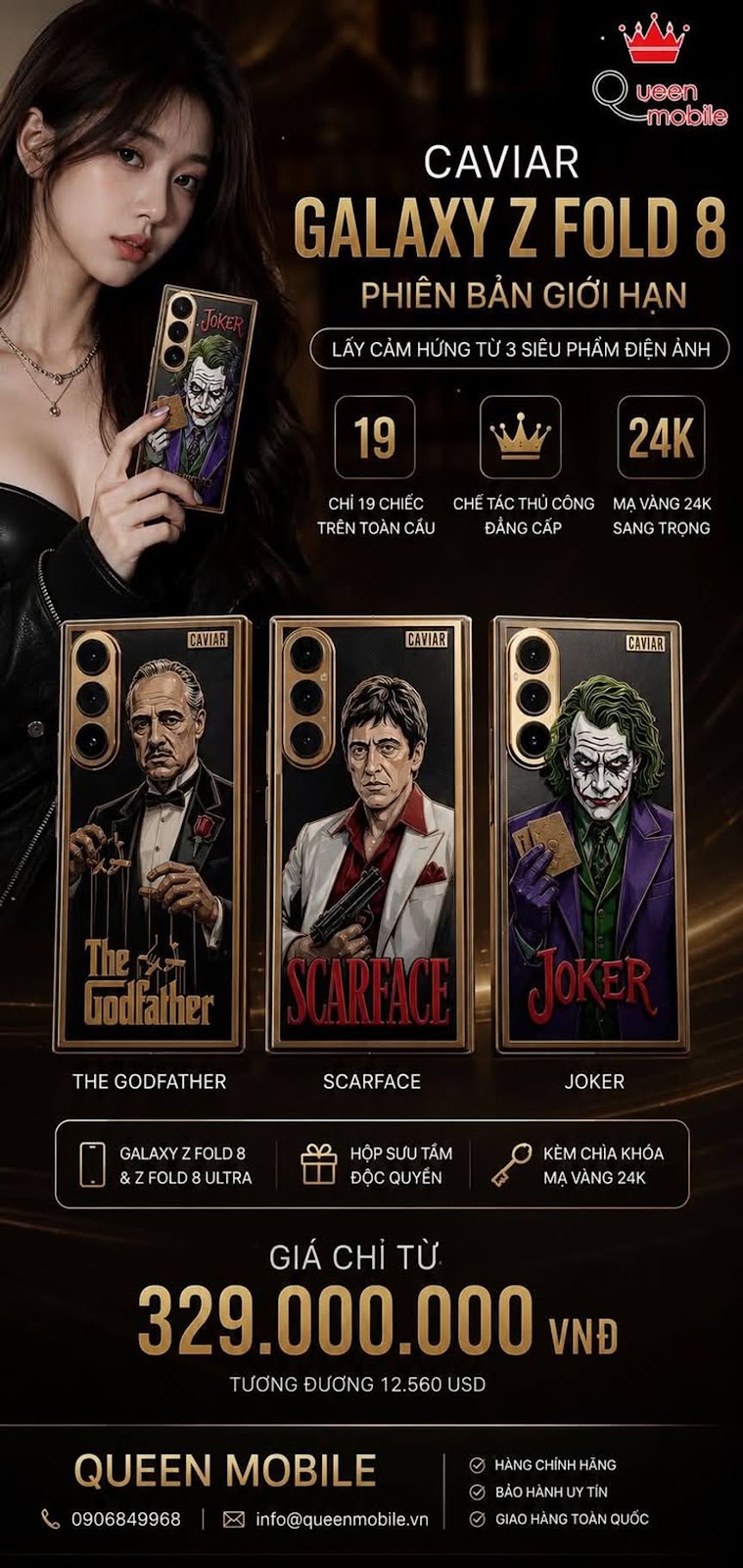 Caviar ra mắt Galaxy Z Fold 8 phiên bản giới hạn lấy cảm hứng từ The Godfather, Scarface và Joker #Samsung #GalaxyZFold8 #GalaxyZFold8Ultra #Caviar #TheGodfather #Scarface #Joker #
