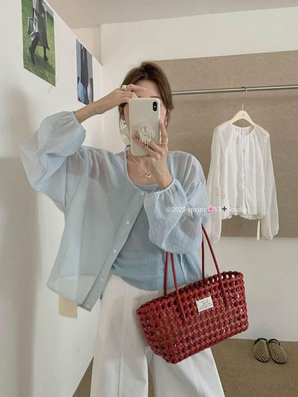 Áo kiểu voll dài tay crop hàng nút XONXEN SHOP 6825 – Image 5