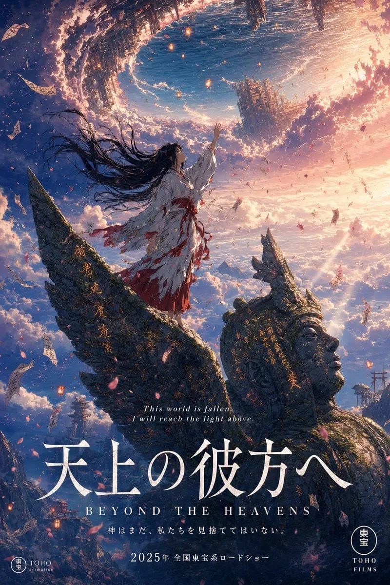 Un impresionante póster de película de anime en formato vertical.