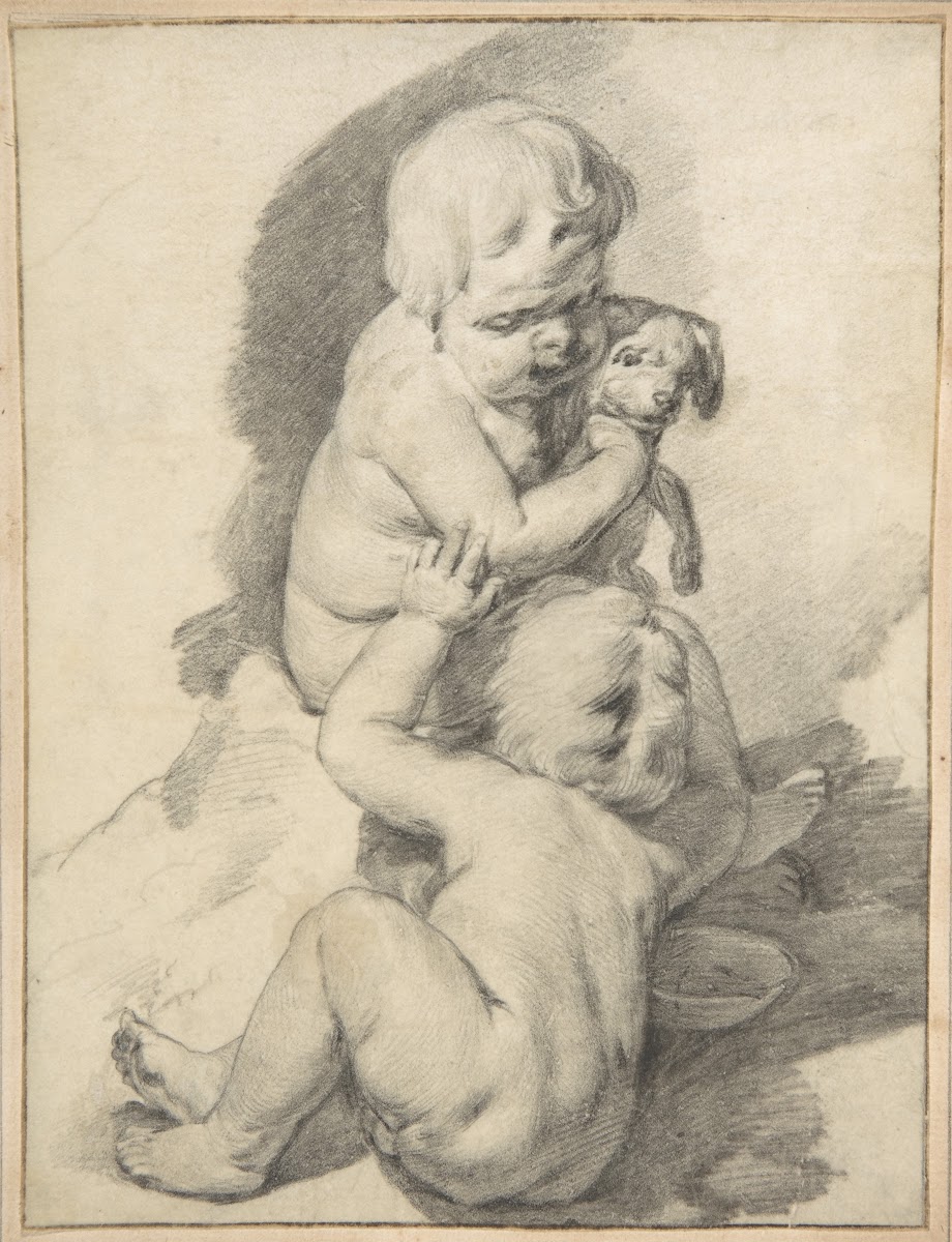 Two Boys with a Puppy mid 17th century
