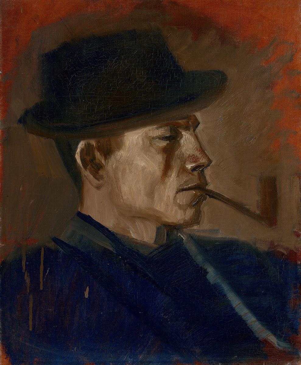 Man in Blue Smoking 18801900