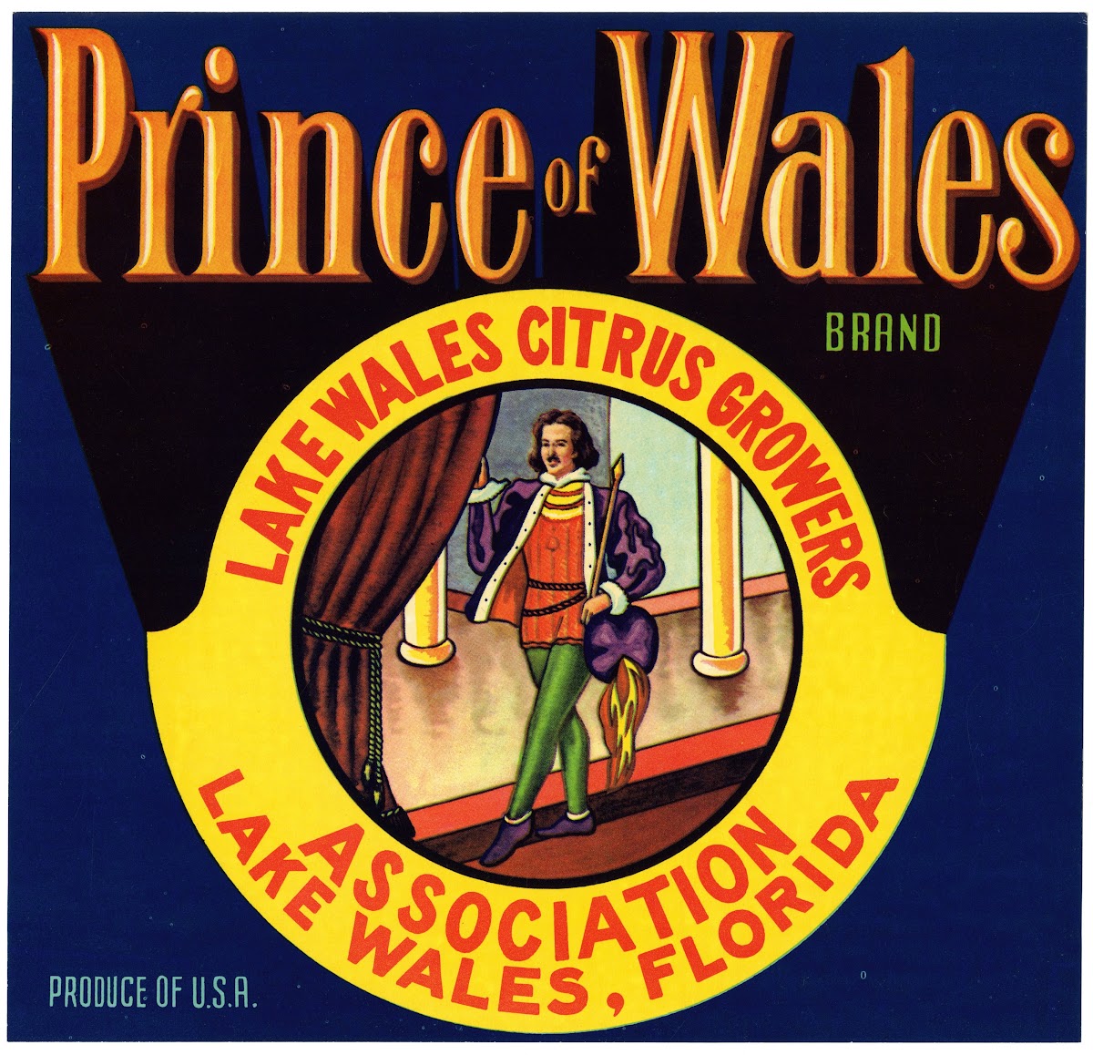 Prince of Wales Brand Citrus Label 1940s