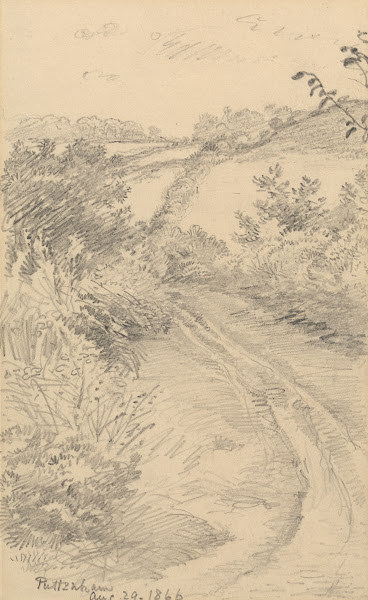 A Bushy Lane with a Field Beyond 1866