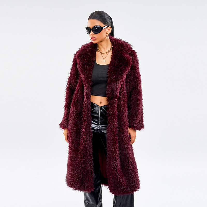 Long Women's Faux Fur Coat in Arctic Fox Look