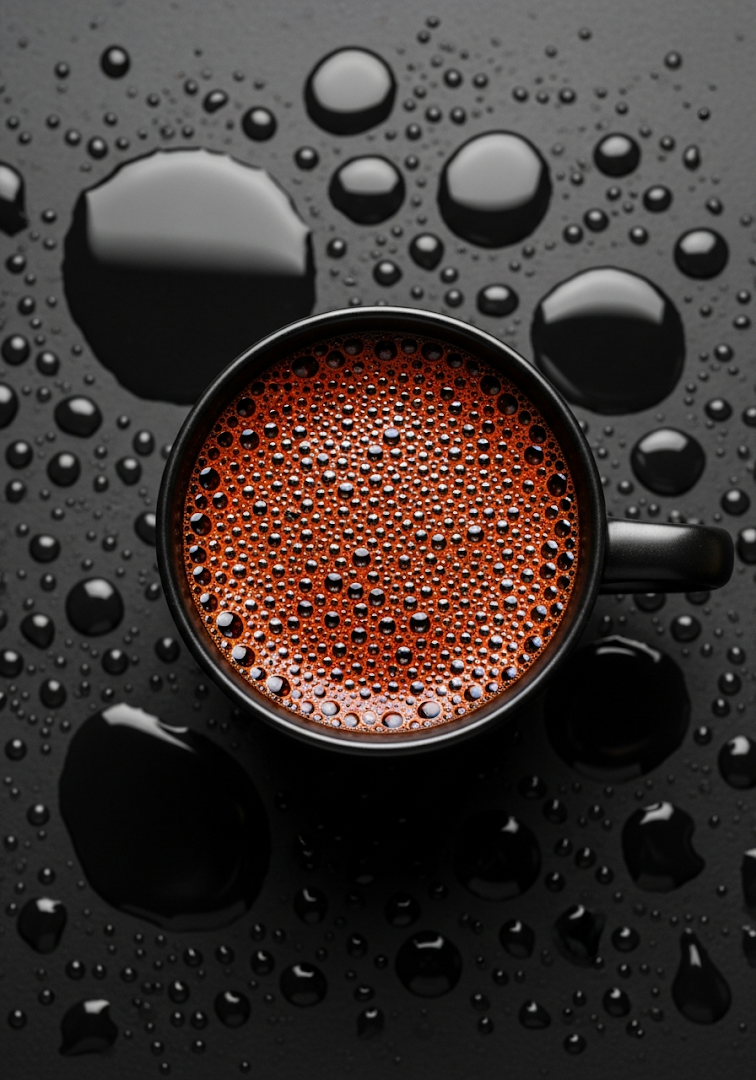 Coffee Mug Water Drops Top View