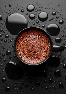 Coffee Mug Water Drops Top View