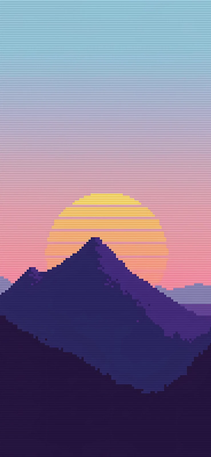 Pixel Art Mountain Sunset - Pixel Art Full HD iPhone Wallpaper (1179x2556)
