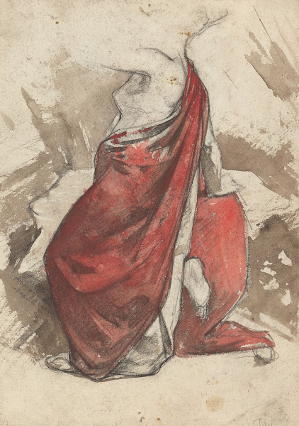 Draperiestudie op knielend vrouwelijk naakt 1870 1923