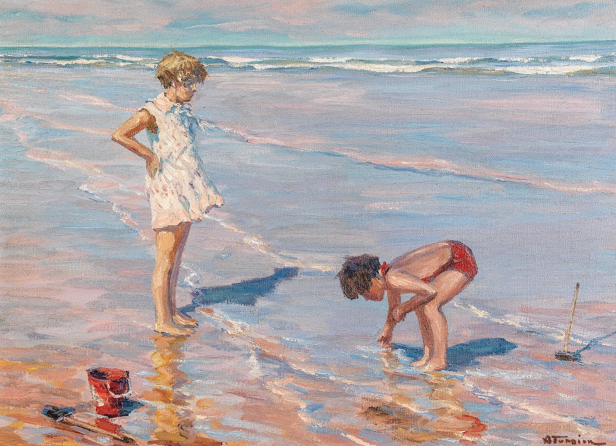 Children Playing on a Beach