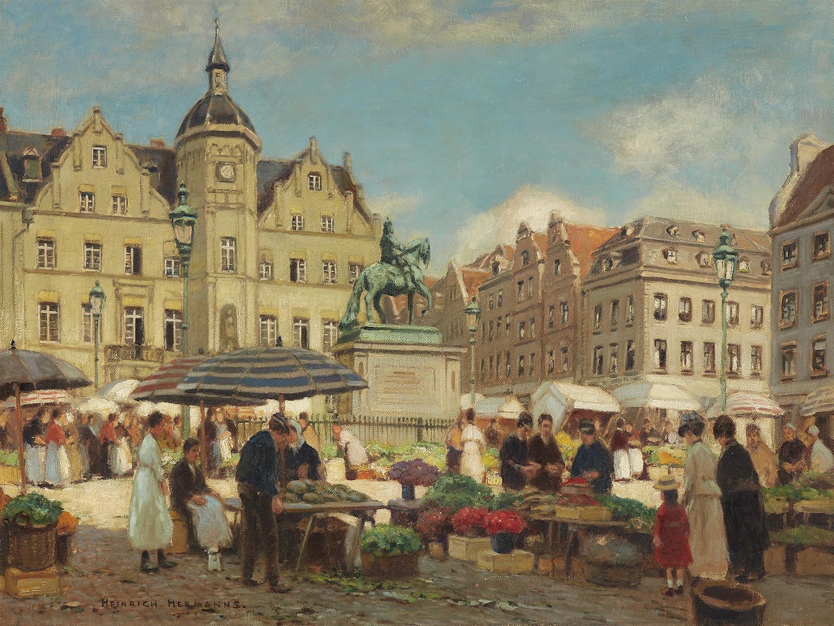 Markt vor dem Rathaus in Düsseldorf