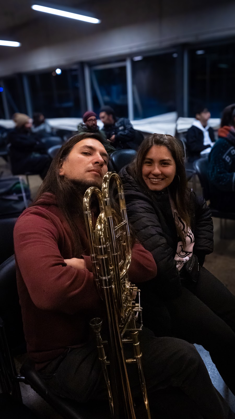 Posando con el trombón