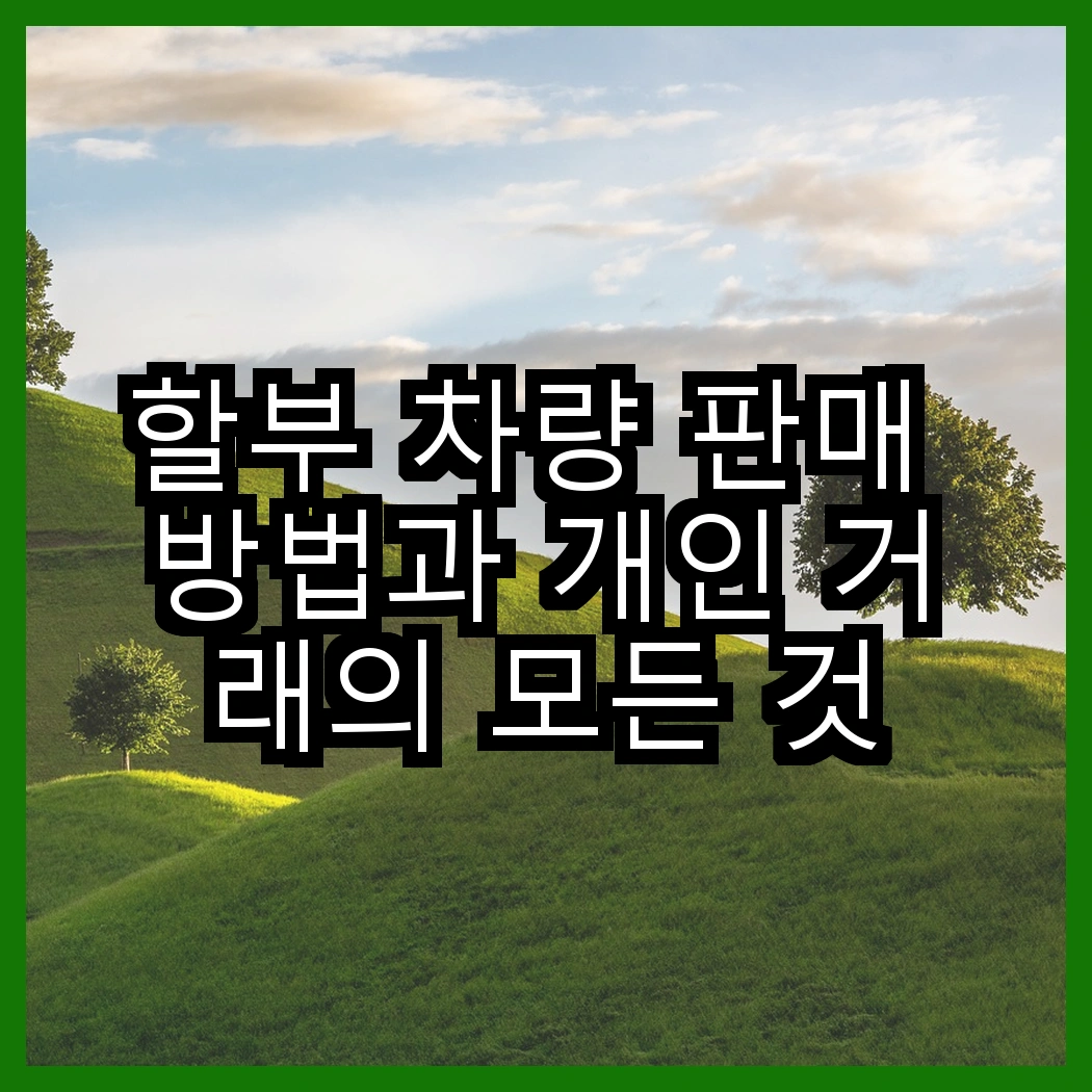 할부 차량 판매 방법과 개인 거래의 모든 것 썸네일