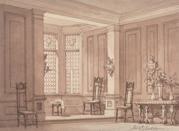 Hall in a Gothic Mansion ca 1832