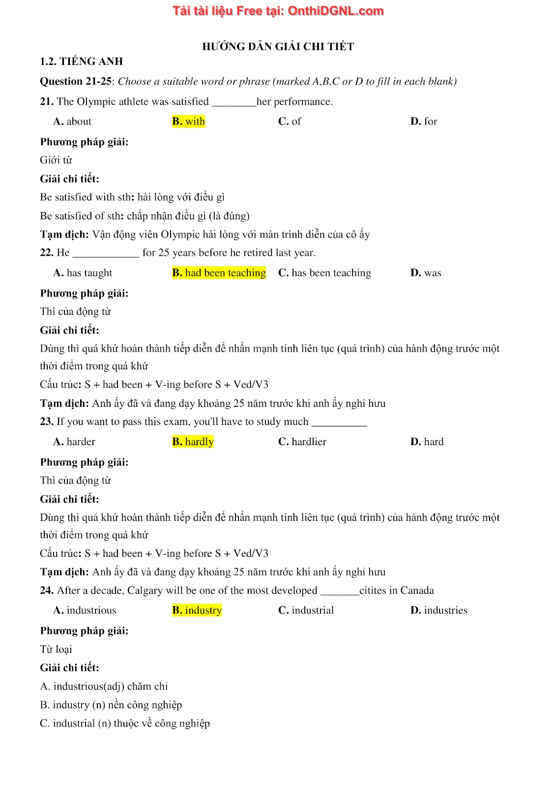 800 bài tập môn Tiếng Anh - Ôn thi ĐGNL ĐHQG TP HCM Phần 39