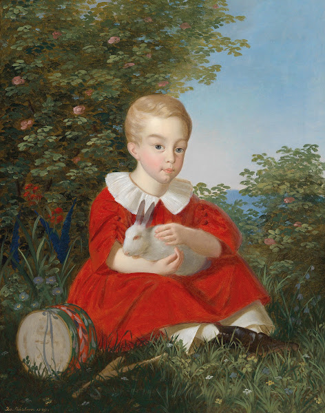 Bildnis eines Knaben mit Zwerghasen 1839