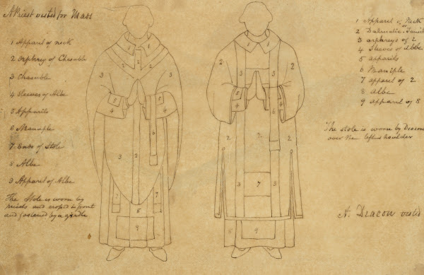 A priest vested for mass A deacon vested 1840