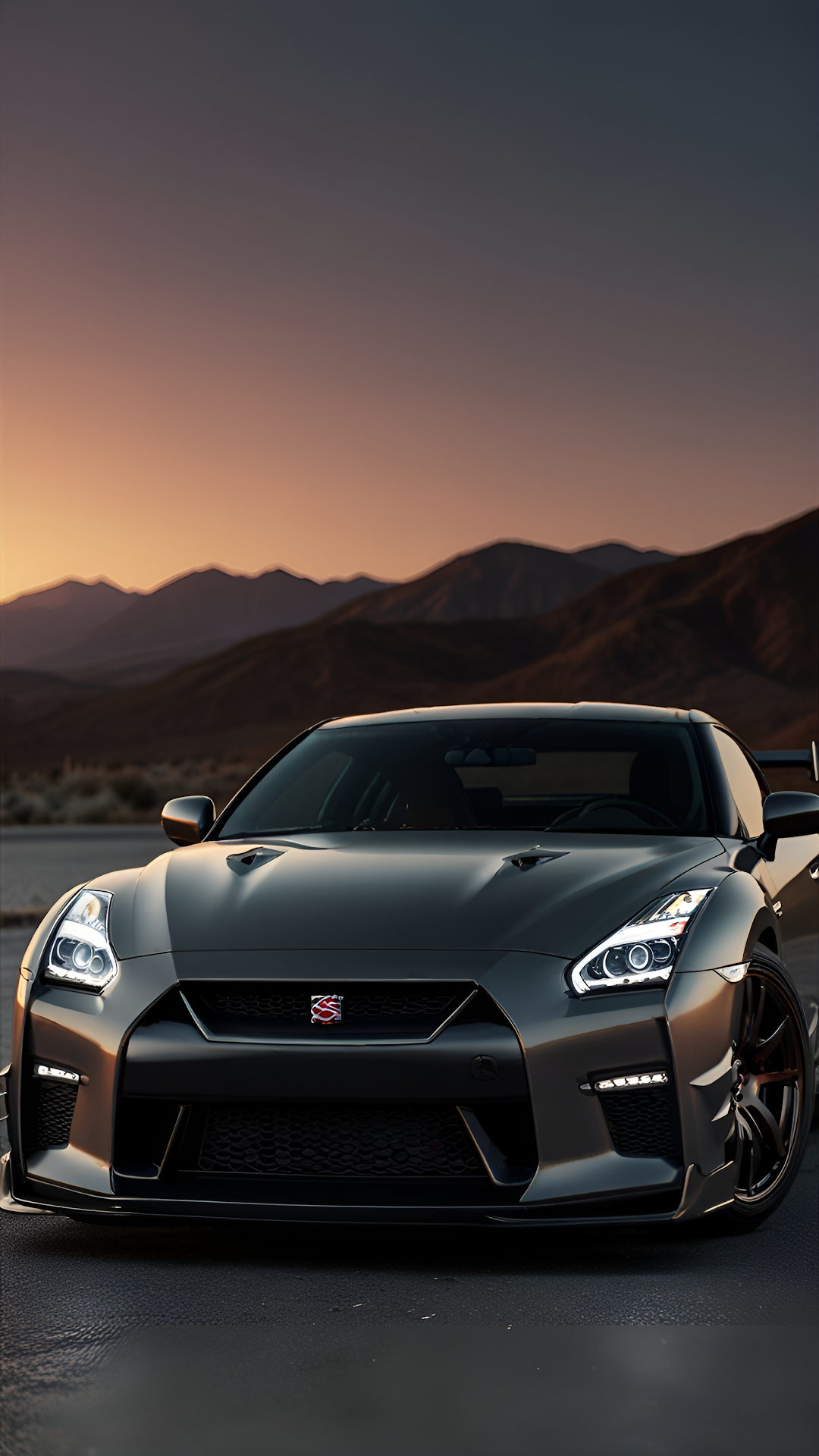 Nissan GT-R R35 Sports Car Sunset Desert Drive - Free 4K mobile Wallpaper