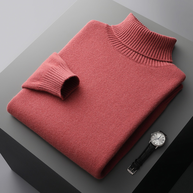 Men's Wool Sweater with Turtleneck, 100% Wool