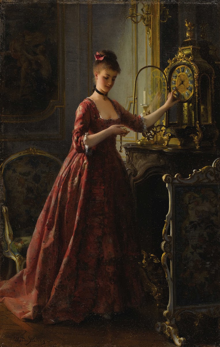 Winding The Mantle Clock circa 1875 1880