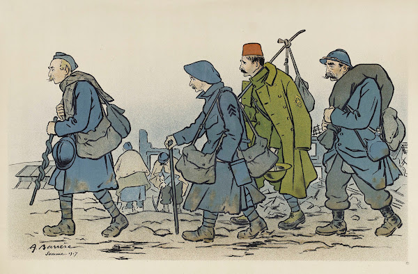 Groupe de soldats en marche 1917