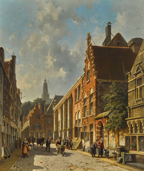 A busy street in summer