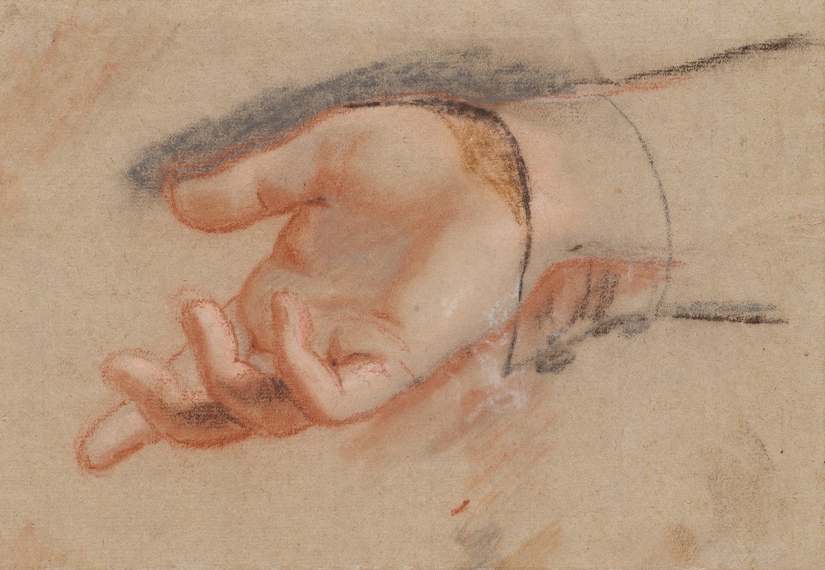 Pastelstudie til en udstrakt hånd 1790  1799