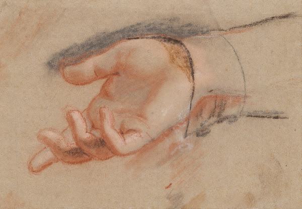 Pastelstudie til en udstrakt hånd 1790  1799
