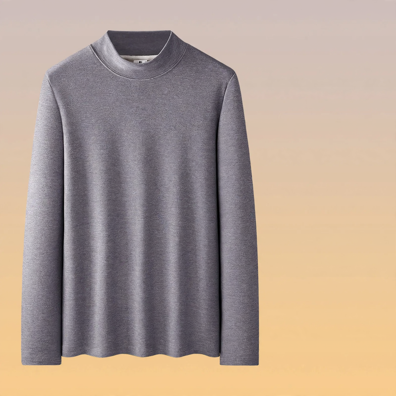 Men's long-sleeve shirt, lined, with stand-up collar