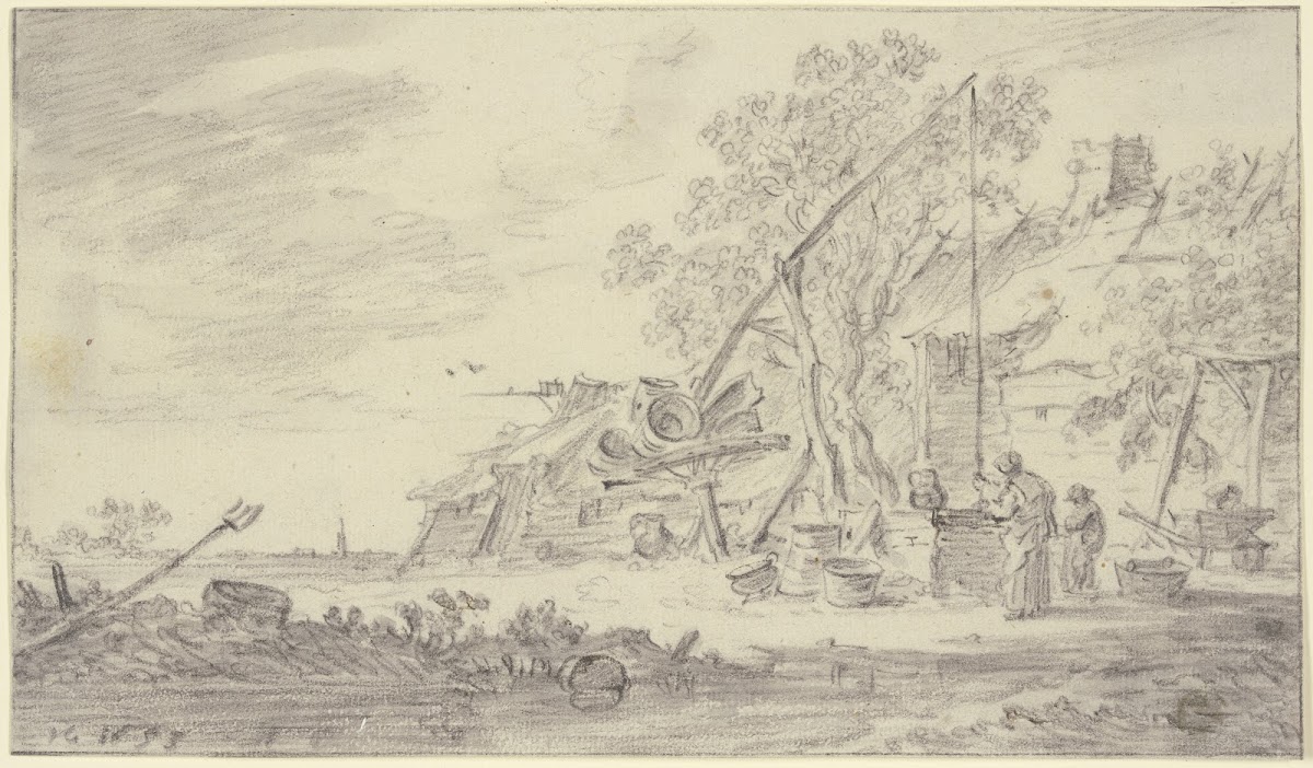 Ziehbrunnen mit hohem Hebebalken 1653