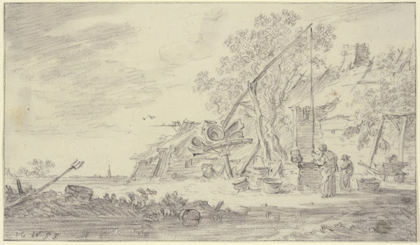 Ziehbrunnen mit hohem Hebebalken 1653